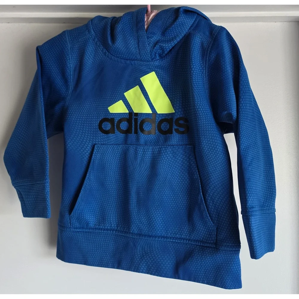 Adidas Hoodie 3T Blue Geometric Toddler Long Sleeve Pullover Sweatshirt